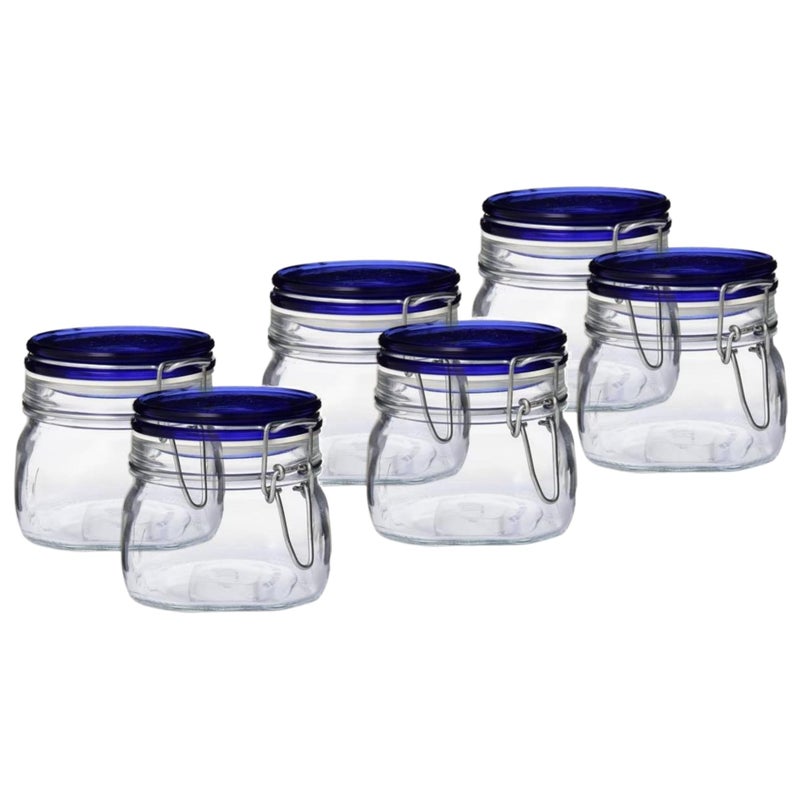 Bormioli Rocco Fido Collection, 6 Pack, 17 Oz. Food Storage Glass Jars, Airtight Rubber Seal & Glass Lid, With Stainless Wire Clamp, Made In Italy. - Image 1